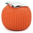 thumbnail image 1 of Gymax Pure Cotton Pouf Floor Ottoman Hand Knitted Footrest Cable Style Home Orange, 1 of 6