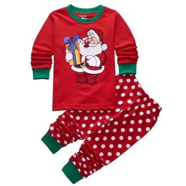 Ropa de dormir para niños, pijamas para bebés y niñas, ropa de Navidad para niños, camiseta de manga larga + Pantalones, Pijama de algodón de 2 a 7 años P05