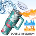 thumbnail image 5 of OBREWU Flamingo and Palm Leaves Tropical Hawaii Tumbler with Handle and Lid,Flamingo and Palm Leaves Tropical Hawaii 40oz Double Wall Vacuum Insulated Tumbler,Cups Gift for Women and Men, 5 of 7