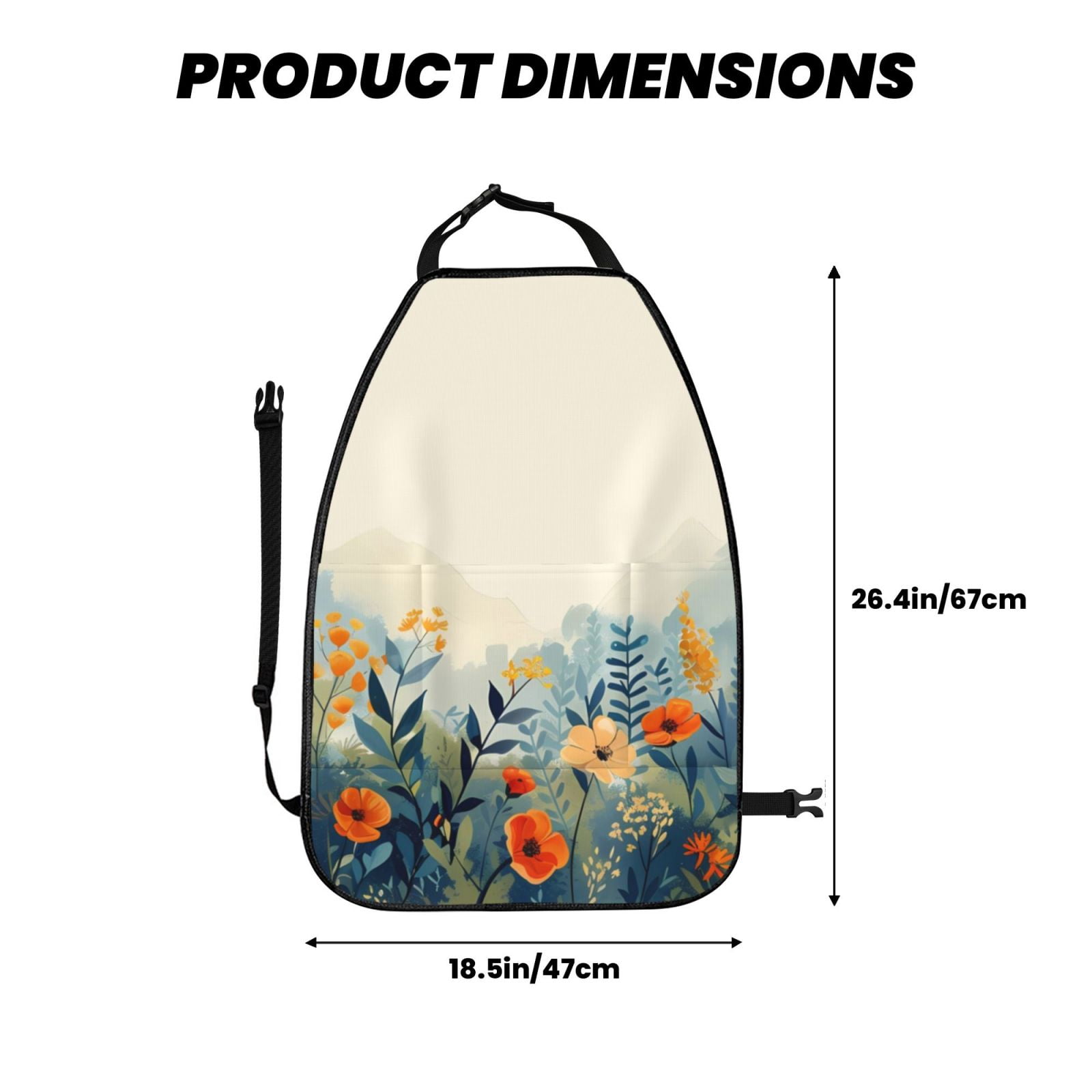 Kdxio Floral Mountain Landscape Print 2 Pack Car Kick Mat Seat Cover Back Protector Mat with Pockets for Organizer Backseat Protector and Storage Anti Kick Pad for Vehicles