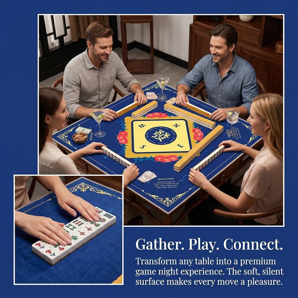 Mahjong Mat for Table, Noise Reduction and Non-Slip Mahjong Table Mat for Playing Cards, 31.5 x 31.5 Inch Gaming Mat for Mahjong, Poker, Board Games, and Card Games(: Pink)