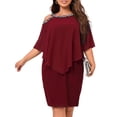 thumbnail image 2 of DYMADE Womens Plus Size Cold Shoulder Cloak Sleeve Loose Cocktail Party Dress, 2 of 5