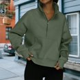 thumbnail image 2 of Stand Collar Fall Clothes Half Zip Women Solid Color Daily Outfit (Coffee XL), 2 of 6