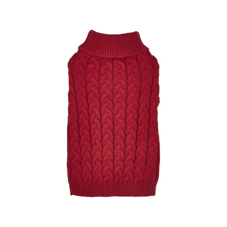 Wine Red Cable Knitted Dog Sweater Two-Legged Elastic Casual Solid Color Multiple Styles - Soft Comfortable Knit Fabric XL Size - For Teddy Bichon Frise Small Dogs Daily Wear Casual Outings