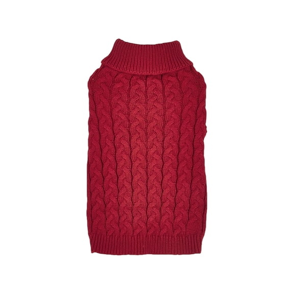 Pet Cable Knit Sweater, Casual Two-Legged, Stretchy Solid Wine Red M Size - Soft Comfortable Fit, Easy to Put On, Durable Knitted Fabric - For Teddy Dogs, Bichon Frise, Small Dogs, Daily Wear, Indoor