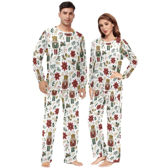 Matching Pajamas for Couples Cute Nutcracker His and Hers Pajamas Sets Soft Long Sleeve Sleepwea