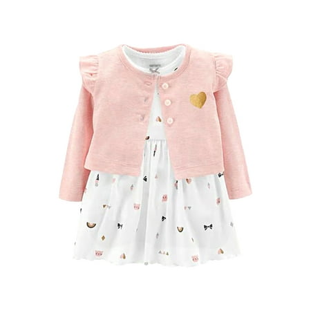 

Bomotoo Girls Sweet Autumn Outfits Ruffled Swing Cardigan + Dresses Princess Cute Short Sleeve 2Pcs Outfit Suit Light Pink 12M/73cm