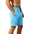 thumbnail image 4 of Men Shorts Below Knee Length Men's Running Sports Shorts, Summer Quick Drying Cooling Bermuda Shorts, Knee Length Straight Leg Workout Shorts with Pockets Blue XL, 4 of 5