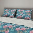 thumbnail image 2 of Floral Comforter & Sham Bedding Set, Flourishing Flowers with Leaves Watercolor, 3 pcs Duvet Set Microfiber Filling Quilt, 5 Sizes, Sea Blue Pale Pink, by Ambesonne, 2 of 4