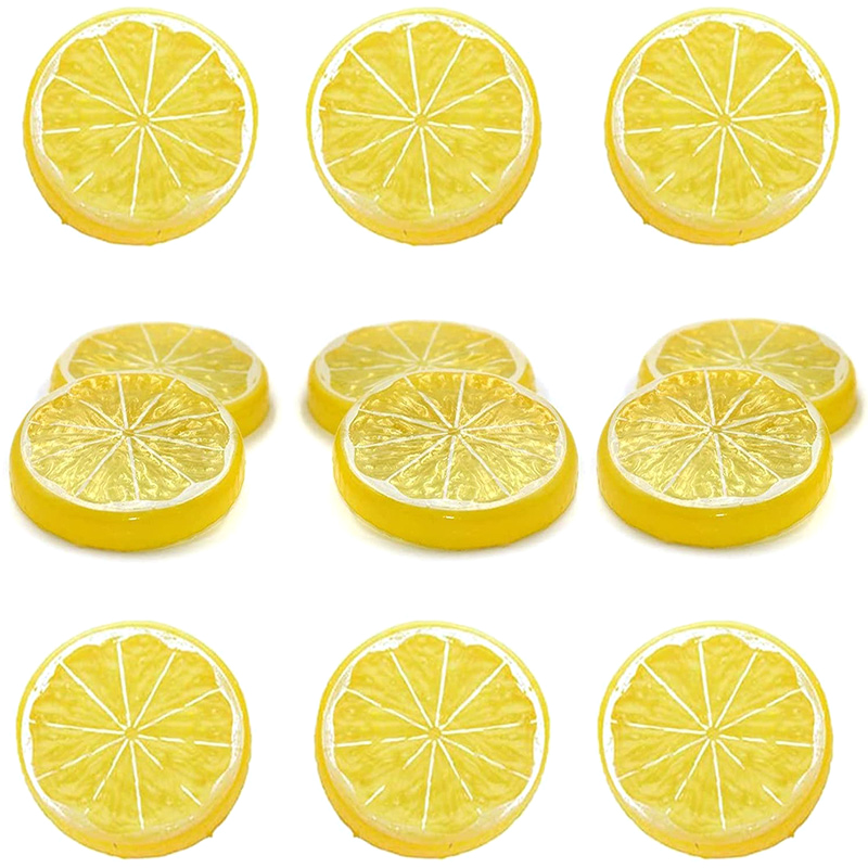 Altsales 12pcs Artificial Plastic Lemon Slices Fake Fruit Home Decor,Artificial Lemon Slices, Yellow