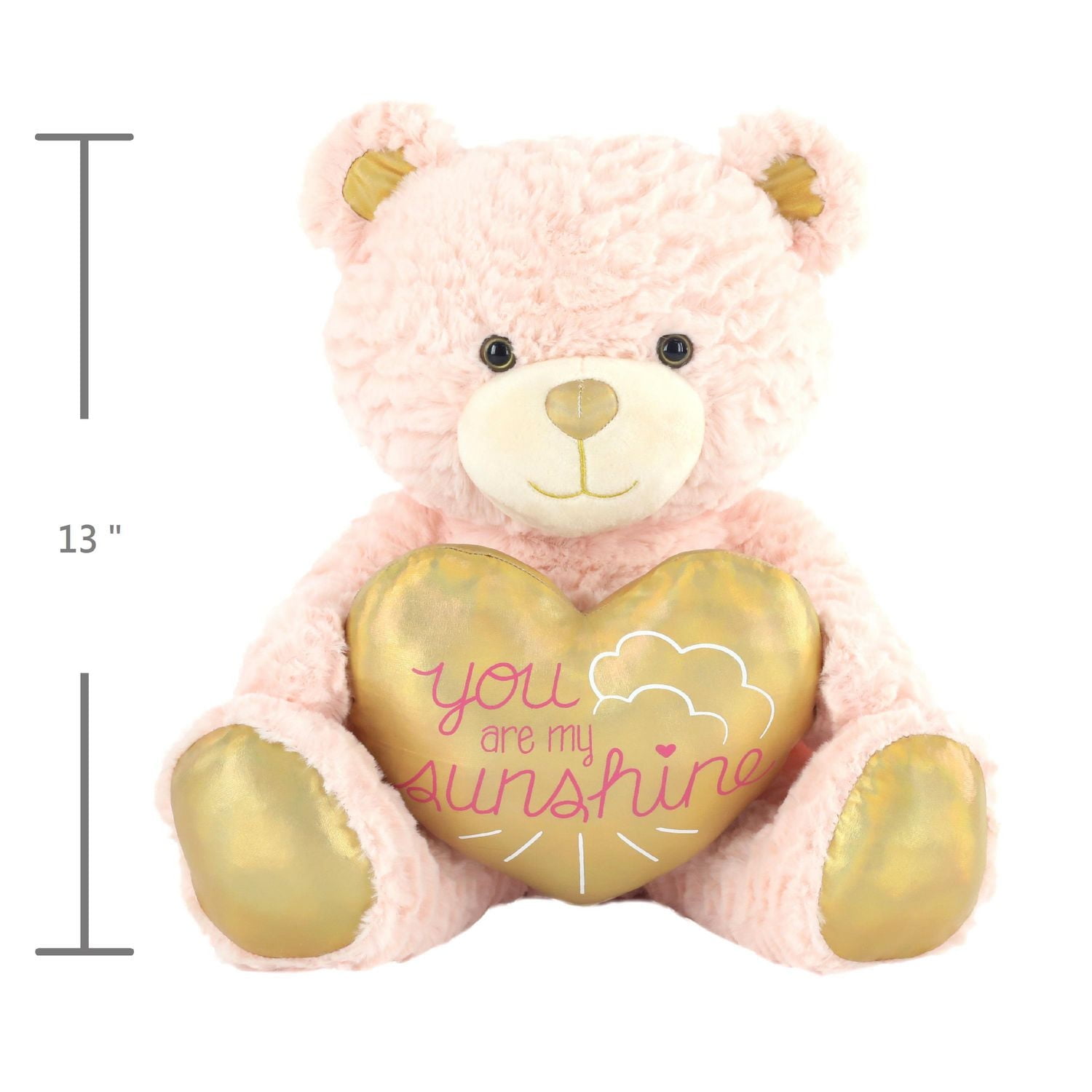 Way To Celebrate Valentine’s Day Large Goldie Heart Bear, Pink