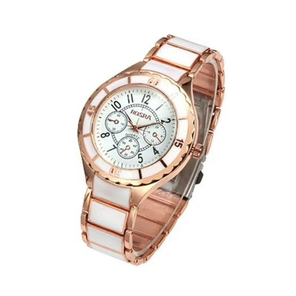 DESIGNICE Women Wrist Quartz Watch Round Multi Dials Number Easy Read Fashion Classic Vintage Adjustable Stainless Steel Strap GoldWhite