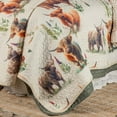 thumbnail image 4 of De Leon Collections 63847 Blooms and Horns Happy Highland Cow Rustic Ranch Farmhouse Decorative Quilt Bedding Set Queen Quilt + 2 Pillow Shams, 4 of 5