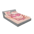 thumbnail image 2 of Ambesonne Emoji Fitted Sheet & Pillow Sham Set, Romantic Love Out Loud Phrase, Queen, Pastel Pink Champagne, 2 of 2