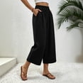 thumbnail image 6 of Aimik Women's Elastic Waist Cropped Cotton Pants Loose Casual Culottes Breathable Comfortable Summer Bottoms, 6 of 6
