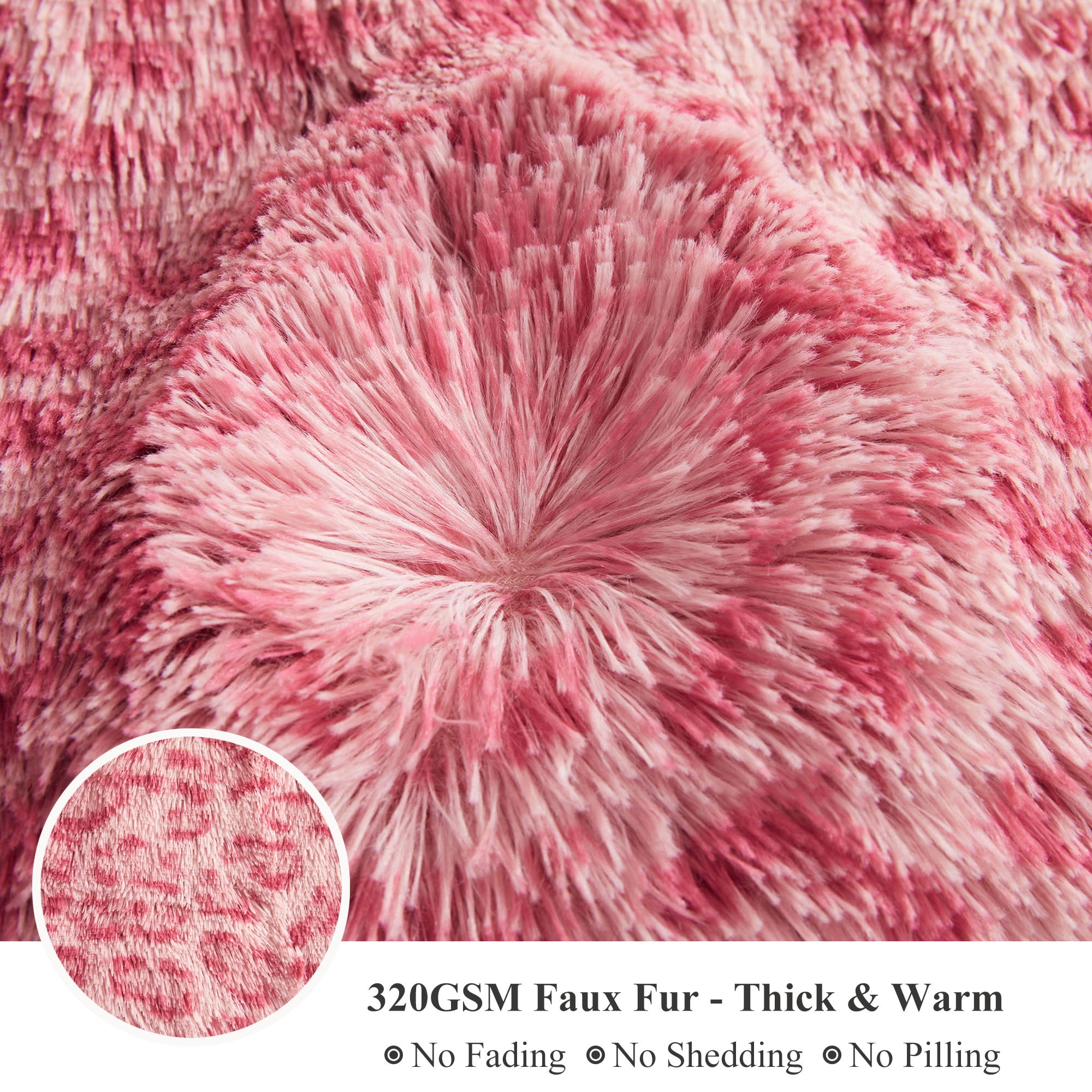XeGe Cheetah Print Fluffy Faux Fur Duvet Cover Set, 3 Pieces Soft Plush Shaggy Fuzzy Bedding Set(1 Faux Fur Leopard Print Comforter Cover + 2 Furry Pillowcases), Zipper Closure(Queen, Pink)
