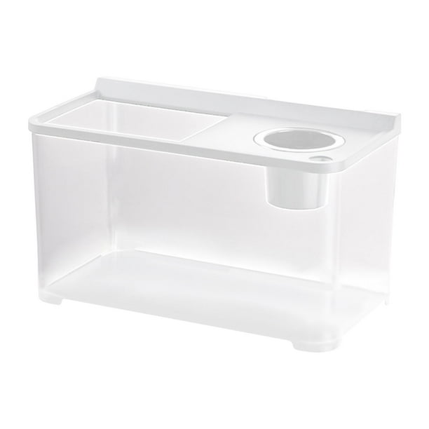 Betta Tank Reptiles Tarero de terrario transparente de 34x21x20 cm Cazón de pescado pequeño Acuario de pescado - para cangrejos ermita Blanco