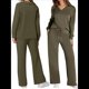 thumbnail image 2 of Conjuntos de Dos Piezas para Mujer, Cuello en V, Conjuntos Casuales A Juego, Ropa de Estar por Casa, Ropa de Otoño, Conjuntos de Viaje, Moda Verde XXL, 2 of 6