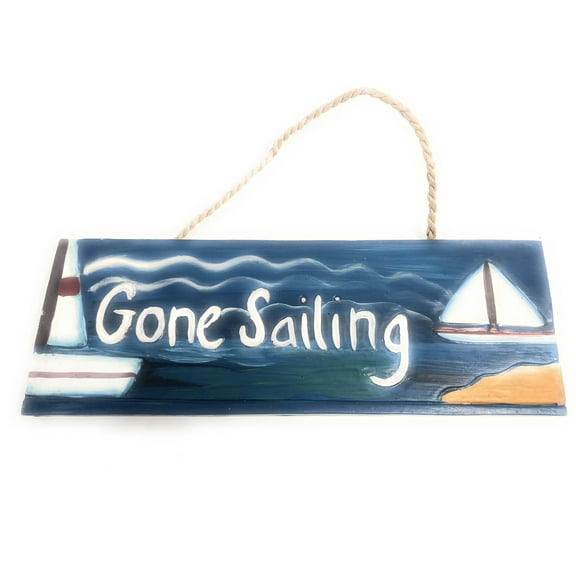 Gone Sailing Wooden Sign 14" - Hand Painted | #dpt520235