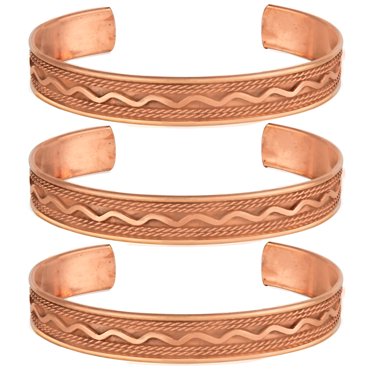 Adjustable Magnetic Bracelet Men Cuff Vintage Crackle Pure Copper Bracelet Arthritis Bangle Male