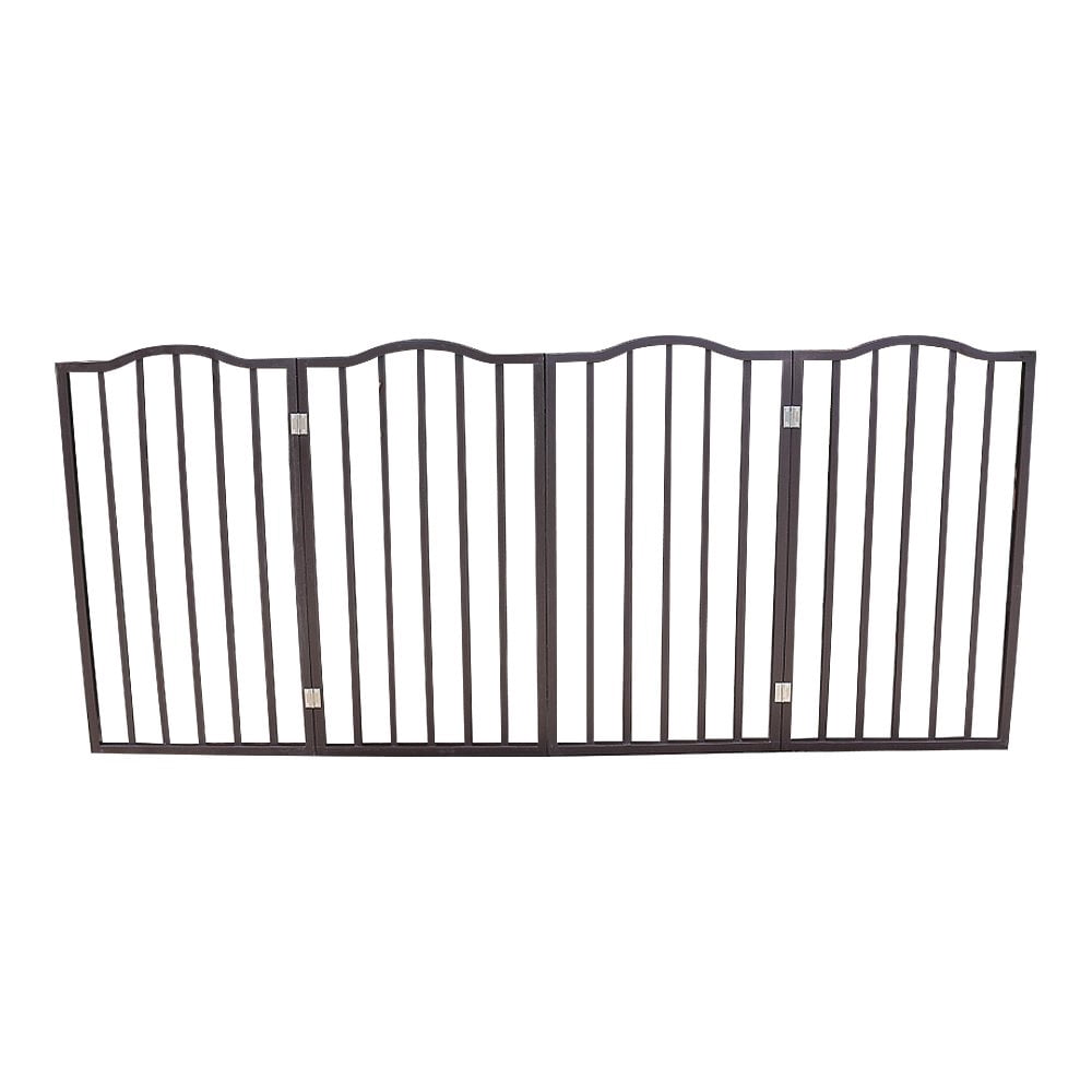 Gzxs 72" Folding Dog Gate, Freestanding Pet Gate for Halls, Stairs & Home, Pet Puppy Safety Dog Fence (Brown)
