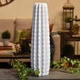 thumbnail image 2 of Urban Trends Collection 53003 Ceramic Tall Bellied Cylinder Vase with Embedded Wave Design Body & Tapered Bottom, White - Large, 2 of 2