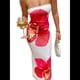thumbnail image 1 of Vestido Floral Ajustado para Mujer, Verano 2025, Sin Tirantes, Tubo, Informal, Formal, Cóctel, , con Bufanda Rosa Roja S, 1 of 7