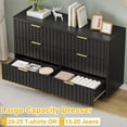 thumbnail image 6 of Fluted 6 Drawer Dresser for Bedroom, Wide Modern Chest of Drawers with Metal Handle, Curved Profile Design, Wood Closet Clothes Storage Organizer for Bedroom, Living Room, Hallway(Black), 6 of 8
