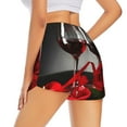 thumbnail image 3 of Bixox Women's Red Wine Rose pattern 2 in 1 Running Shorts - Lightweight Athletic Workout Gym Yoga Shorts Liner with Pockets - Medium, 3 of 7