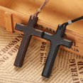 thumbnail image 2 of Cruz de madera vintage para mujer y hombre, colgante largo con cadena de lana para coche, cruz para iglesia, 2 of 5