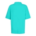 thumbnail image 4 of Qwertyu Women's Short Sleeve Polo Shirts Summer Button Down Collared Tops Casual Loose Tees Turquoise L, 4 of 4
