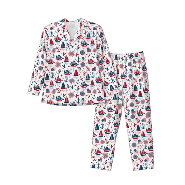 Balery Happy Columbus Day Pijama para Hombre de Dos Piezas con Manga Larga, Conjunto de Dormir y Descanso Suave con Bolsillos-X-Large