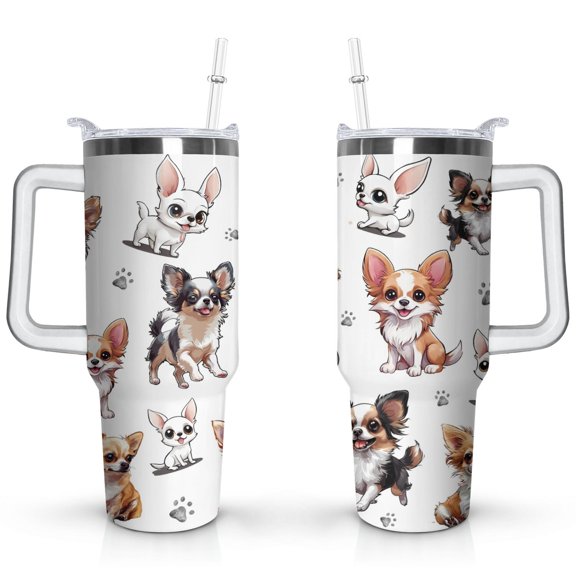 Gift for Dog Lovers Cute Dog Tumbler for Women - 40oz Dog Tumblers with Handle Straw and Lid Tumbler Cup Travel Coffee Mug