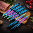 thumbnail image 2 of SiliSlick Steak Knife Set - Iridescent Titanium Coated Stainless Steel Knives - 5 inch / 12.7cm - (6 Black Handle & Black Blade), 2 of 6