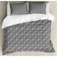 thumbnail image 1 of Celtic King Size Duvet Cover Set, Interwoven Latticework Pattern with Swirling Antique and Indigenous Ornament, Decorative 3 Piece Bedding Set with 2 Pillow Shams, Black and White, by Ambesonne, 1 of 3