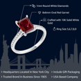 thumbnail image 2 of Gem Stone King 10K White Gold Red Garnet and White Diamond Engagement Ring for Women (2.08 Cttw, Emerald Cut 8X6MM, Gemstone January Birthstone, Available in Size 5, 6, 7, 8, 9), 2 of 6