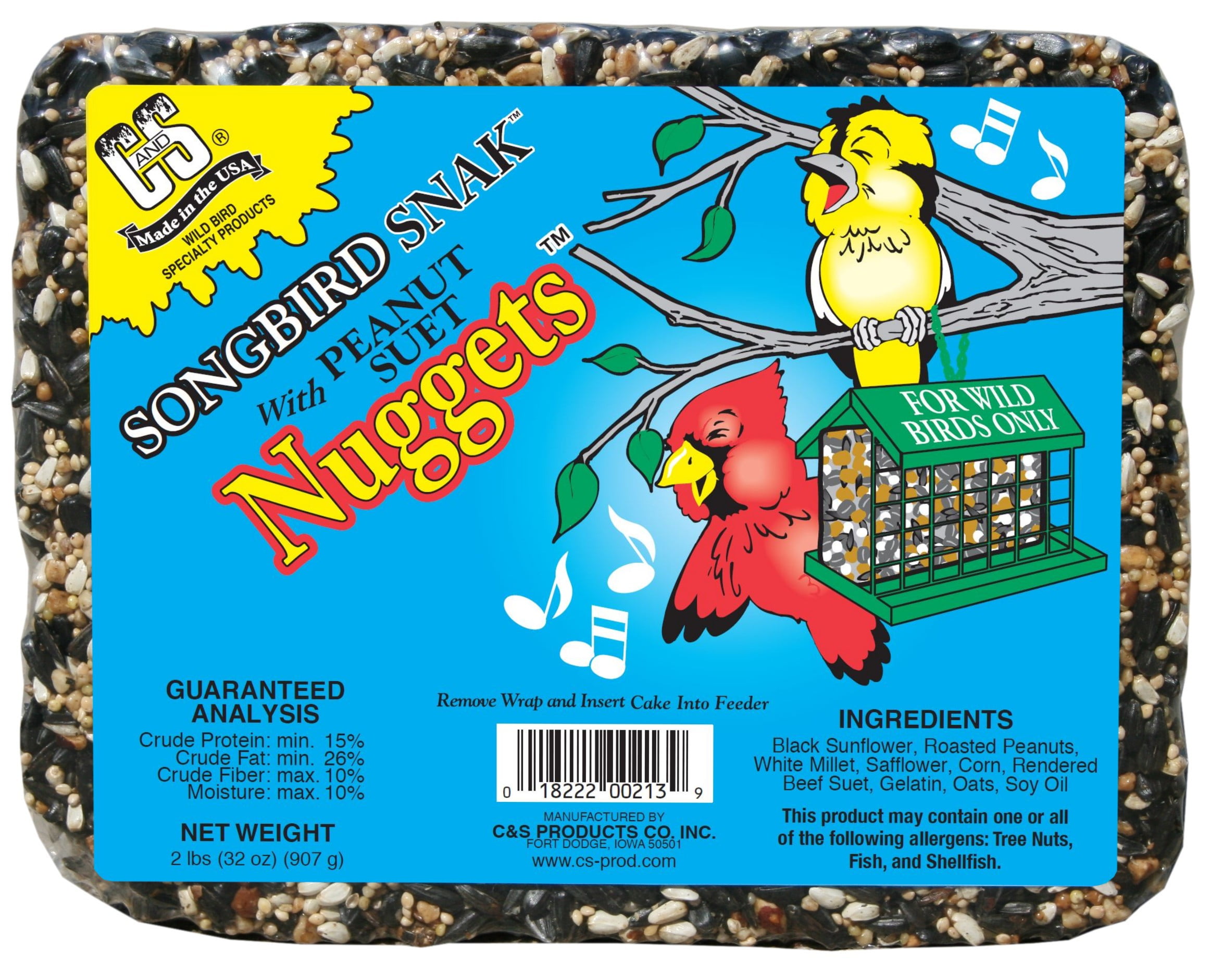 C&S Songbird Snack, Seed & Suet Cake, 36 oz, Wild Bird Food, 6 Pack