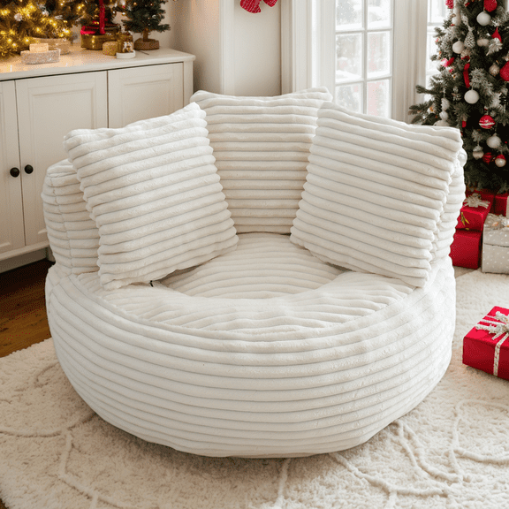 Eyisean 45" Corduroy Giant Bean Bag Chair, Comfy Lazy Sofa with Armrests & 3 Pillows, Oversized Bean Bag Couch with Deep Seat, Lounge Floor Sofa for Adults, Living Room, Bedroom Reading