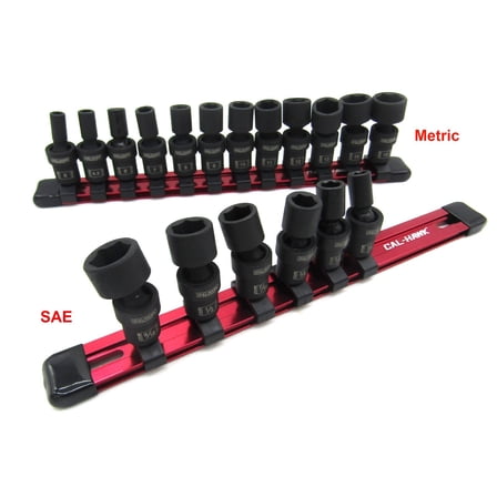 18pc 1/4" Drive Universal Ball Swivel Deep Impact Socket Set SAE & METRIC