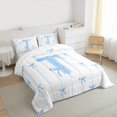 thumbnail image 3 of Castle Fairy Teens Boys Girls Bowknot Personalized Initial T 3-Piece Full Size Comforter Sets,Blue Geometric Stripes Bedding Comforter Set,Dreamy Princess Lightweight Bedding Sets, 3 of 8