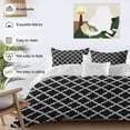 thumbnail image 3 of 3 Piece Modern Black Geometric Duvet Cover Set California King,Microfiber Comforter/Quilt Cover with Corner Ties and 2 Pillowcases,Abstract Art Morocco Aesthetic Soft Bedding with Zipper Closure, 3 of 8