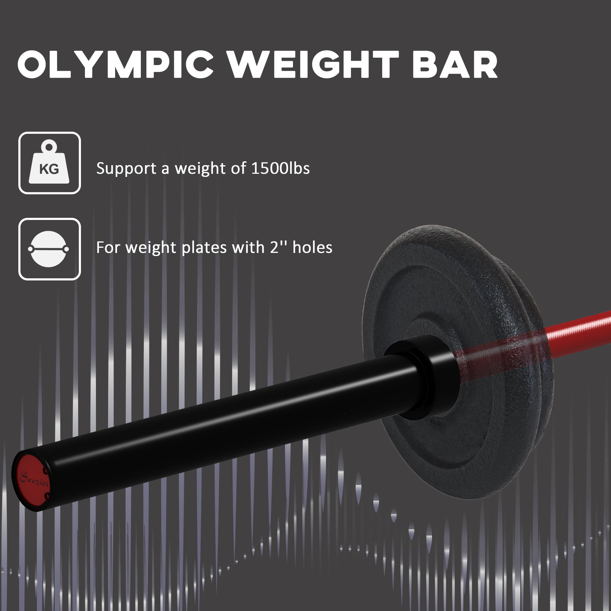Soozier 7.2ft Weight Bar, Bench Press Bar with Rotating Sleeves, 1500lbs Weight Capacity, Red