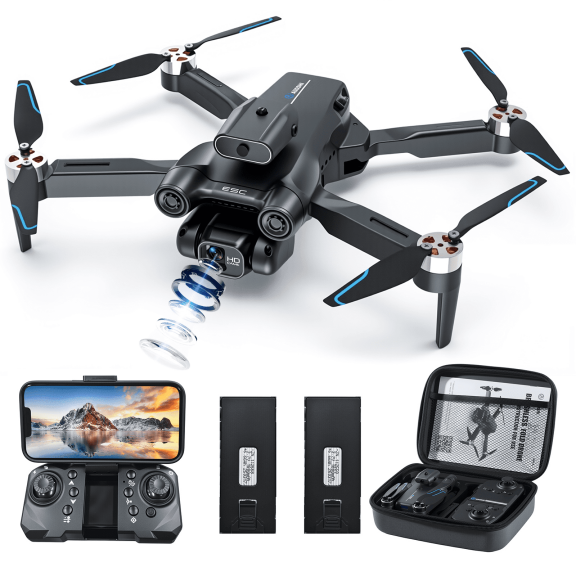 AUOSHI 4K FPV Drone with Dual Camera & Brushless Motor, 2 Batteries, Optical Flow, Gesture & Trajectory Control, RC Quadcopter with Carrying Case, Easy to Fly, Great Gift for Beginners,Teens & Adults