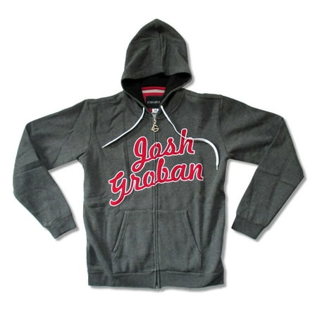 Name Zip - Josh Groban Embroidered Name Logo Grey Zip Up Sweatshirt Hoodie