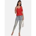 thumbnail image 6 of Womens Summer Shirts V Neck Criss Cross Cold Shoulder Tops Blouse, 6 of 6