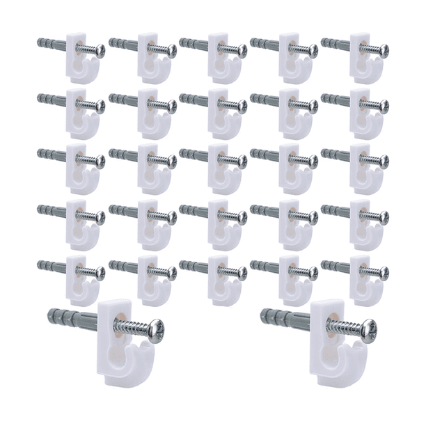 Clips para Pared Inferior: 30 Juegos Soportes Estante Alambre, Bucle, Estantes Armario, Clip Posterior Incluidos