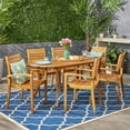 thumbnail image 2 of GDF Studio Fairgreen Outdoor Acacia Wood 7 Piece Dining Set, Teak, 2 of 13