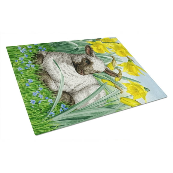 Caroline's Treasures Lamb Glass Cutting Board Large