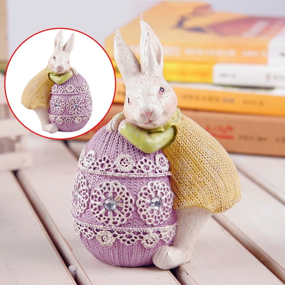 ON SALE! Loyerfyivos Easter Resin Bunny Eggs Easter Decorations, Spring Easter Rabbit Figurine Statue, Hand Painted Rabbit Resin Toy Easter Egg Ornament for Home Office Garden Desktop Decor