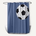 thumbnail image 1 of Simply Daisy 70" W x 73" H Soccer Ball Geometric Print Polyester Shower Curtain, Blue, 1 of 3